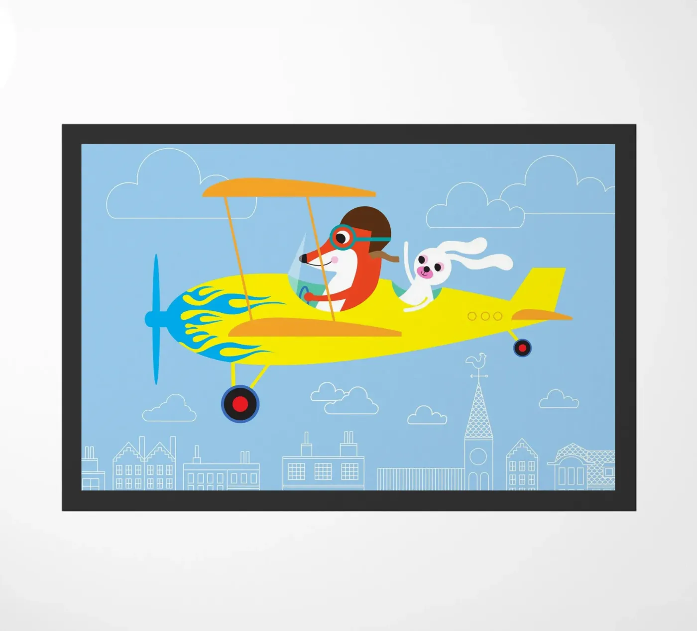 Fox and hare doormat by Looks n Brains