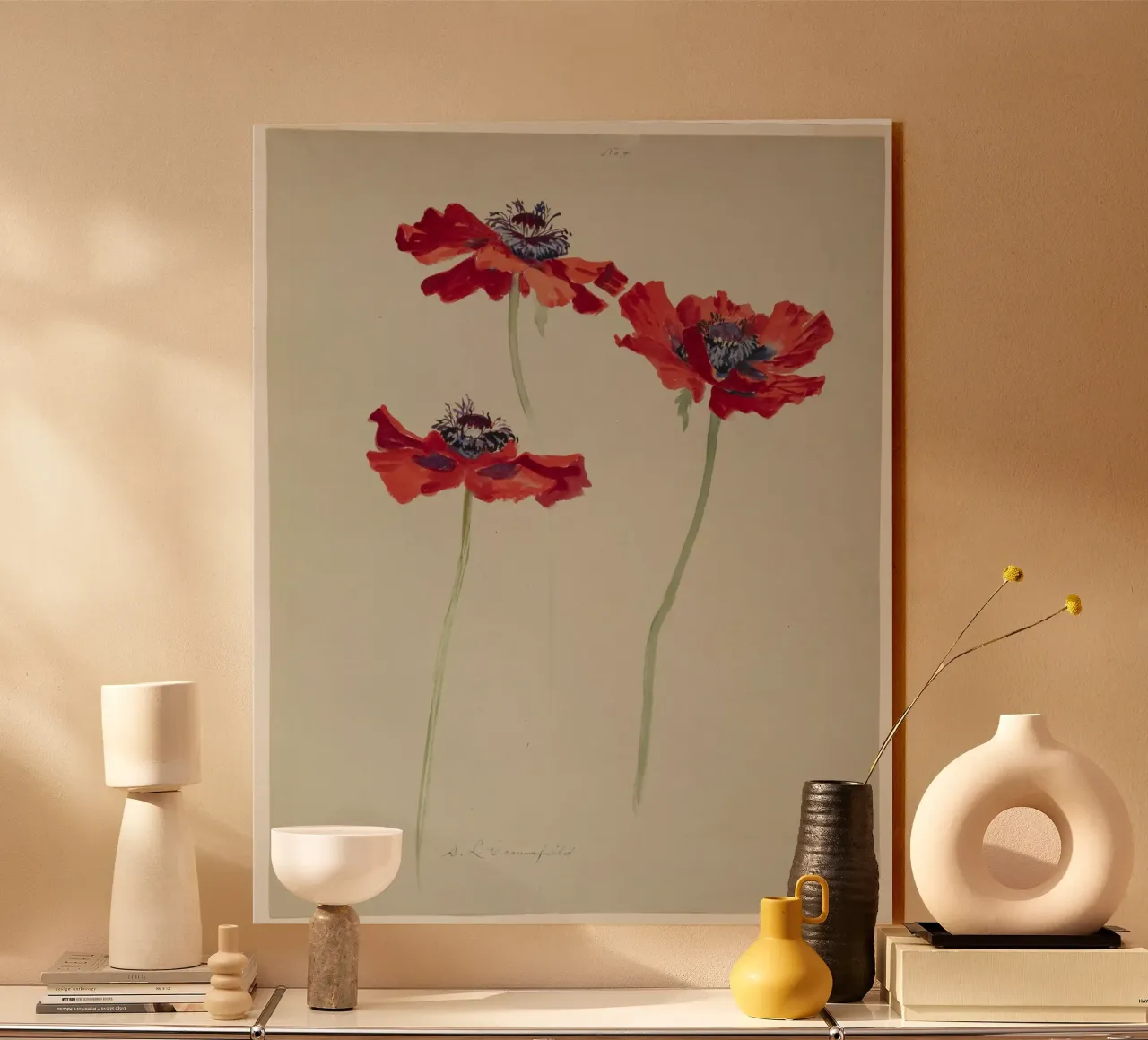 Three Studies of Poppies plexiglass da vintageshop
