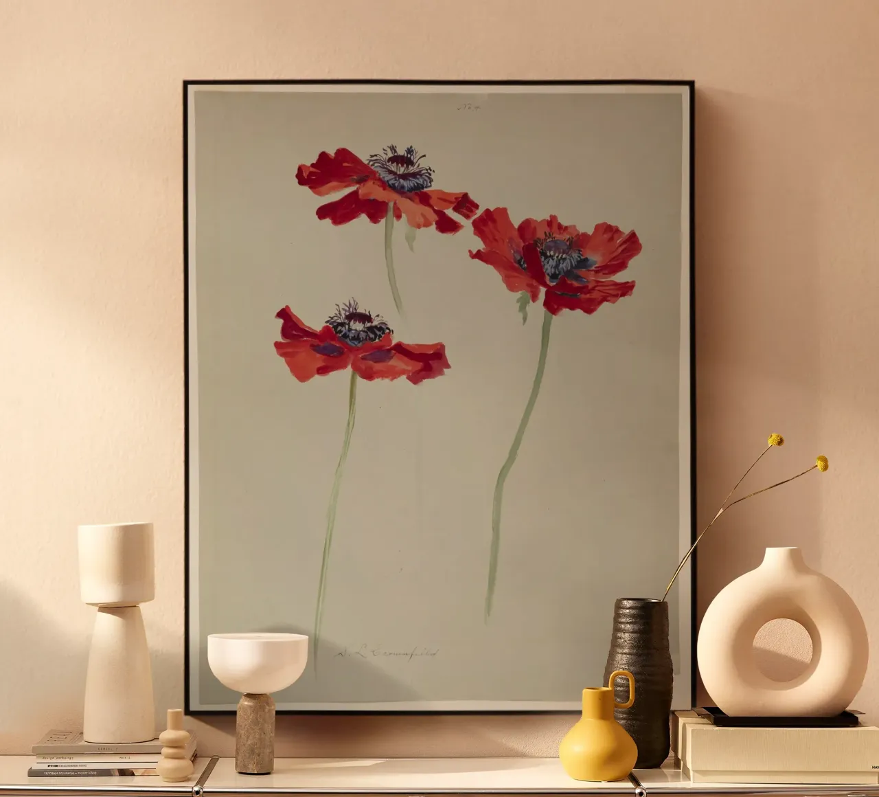 Three Studies of Poppies alluminio dibond da vintageshop