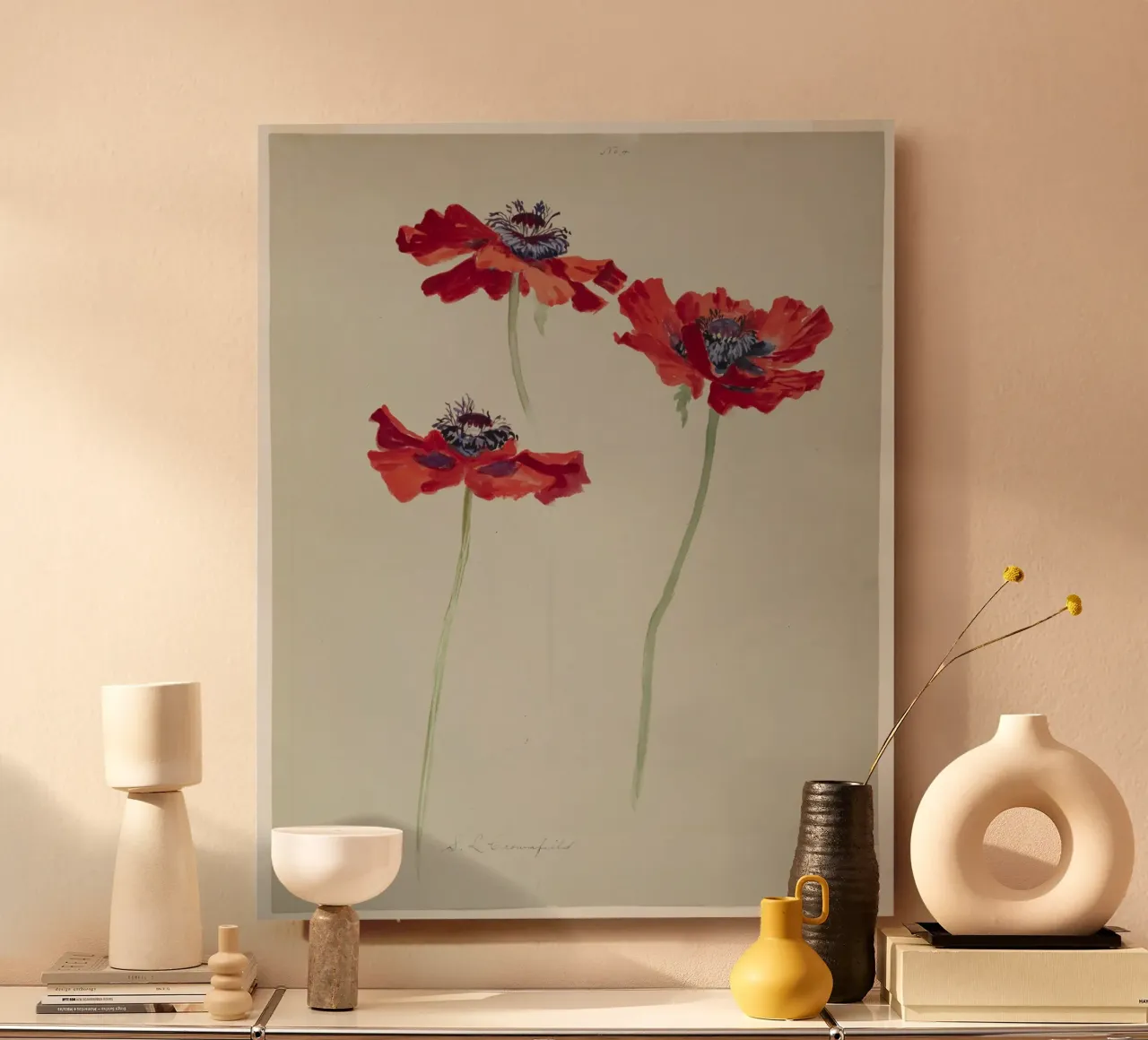 Three Studies of Poppies alluminio dibond da vintageshop