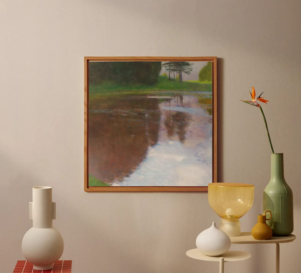 Gustav Klimt Una mattina in riva allo stagno pannello forex da Jolie Prints