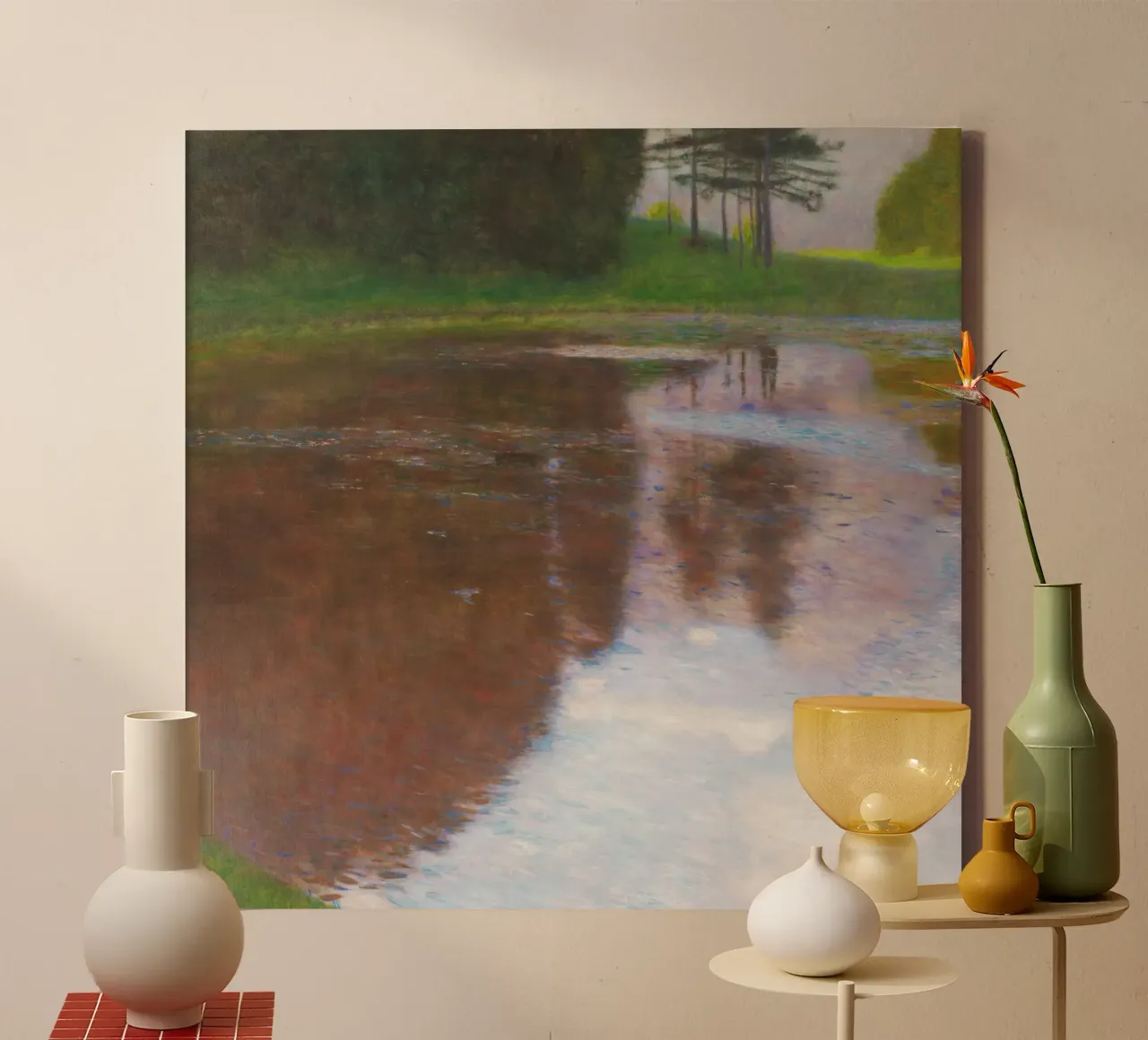 Gustav Klimt Una mattina in riva allo stagno tela da Jolie Prints