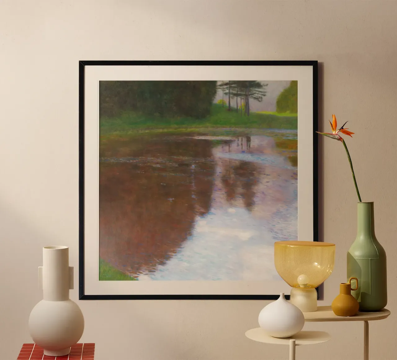 Gustav Klimt Una mattina in riva allo stagno poster da Jolie Prints
