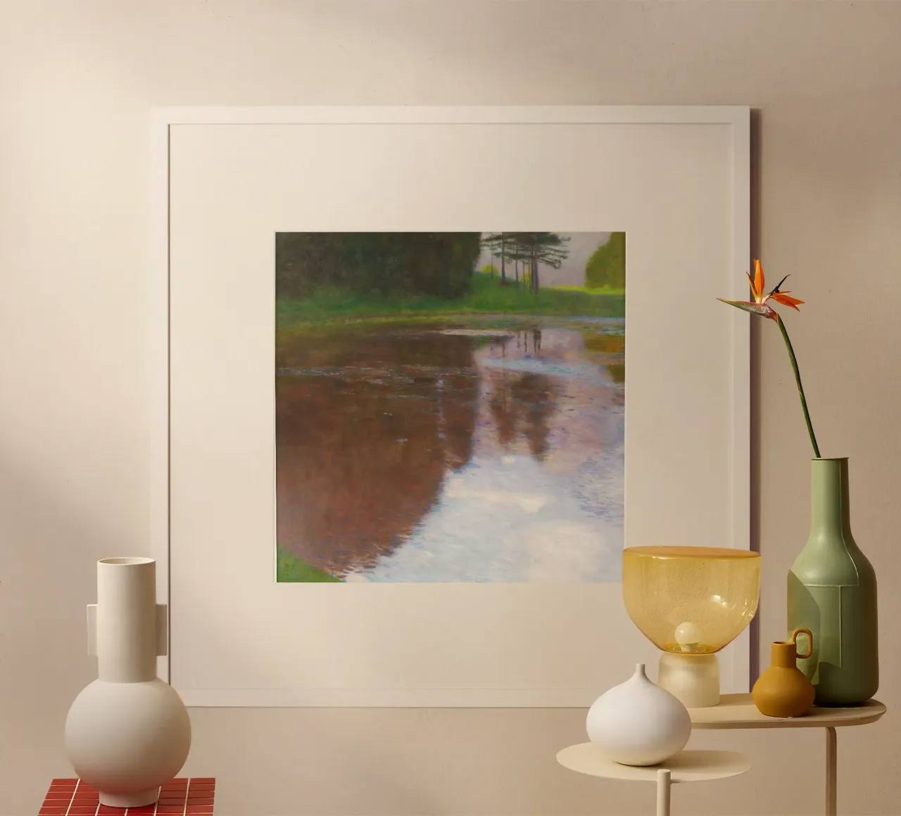 Gustav Klimt Una mattina in riva allo stagno poster da Jolie Prints