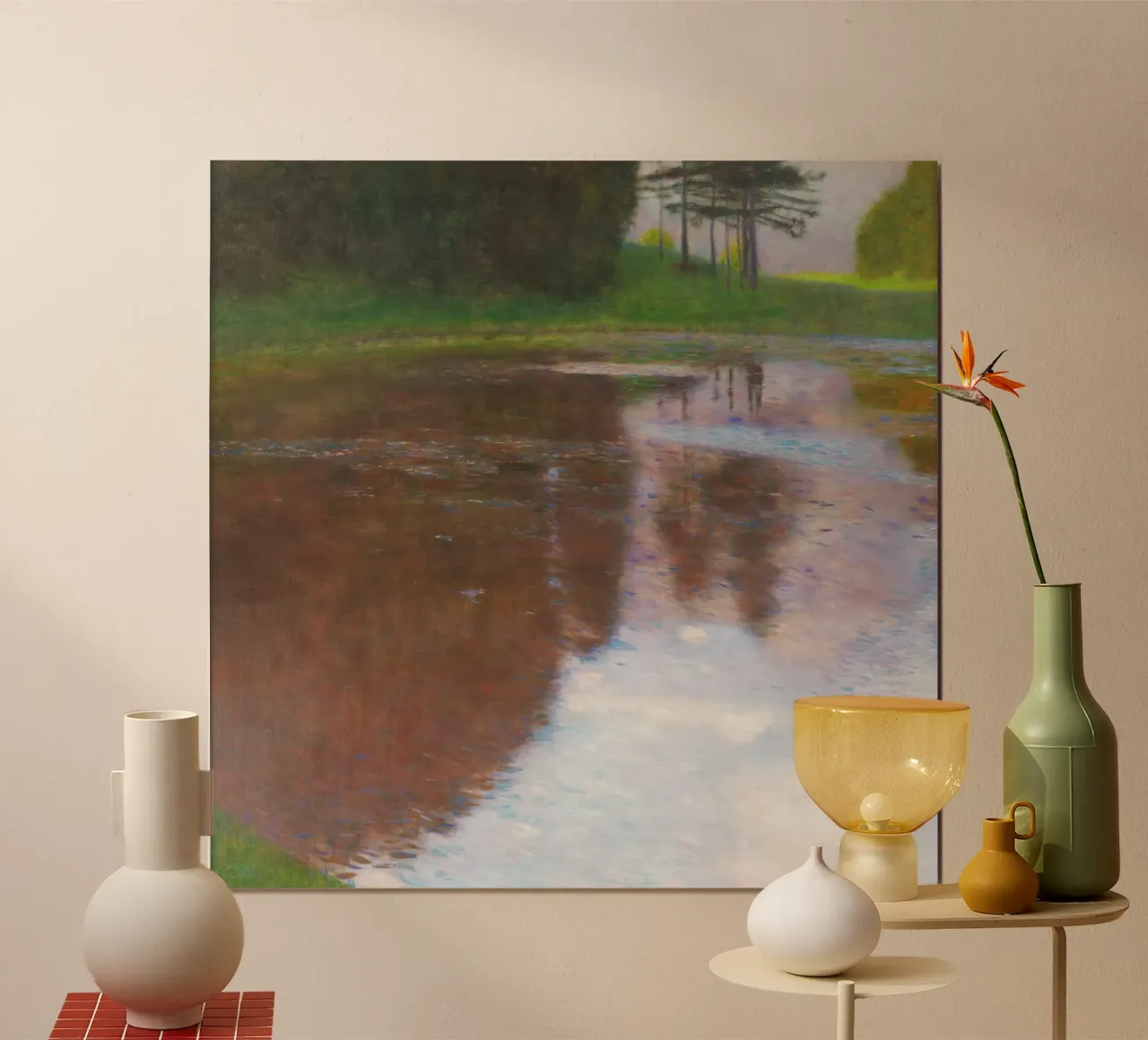 Gustav Klimt Una mattina in riva allo stagno poster da Jolie Prints