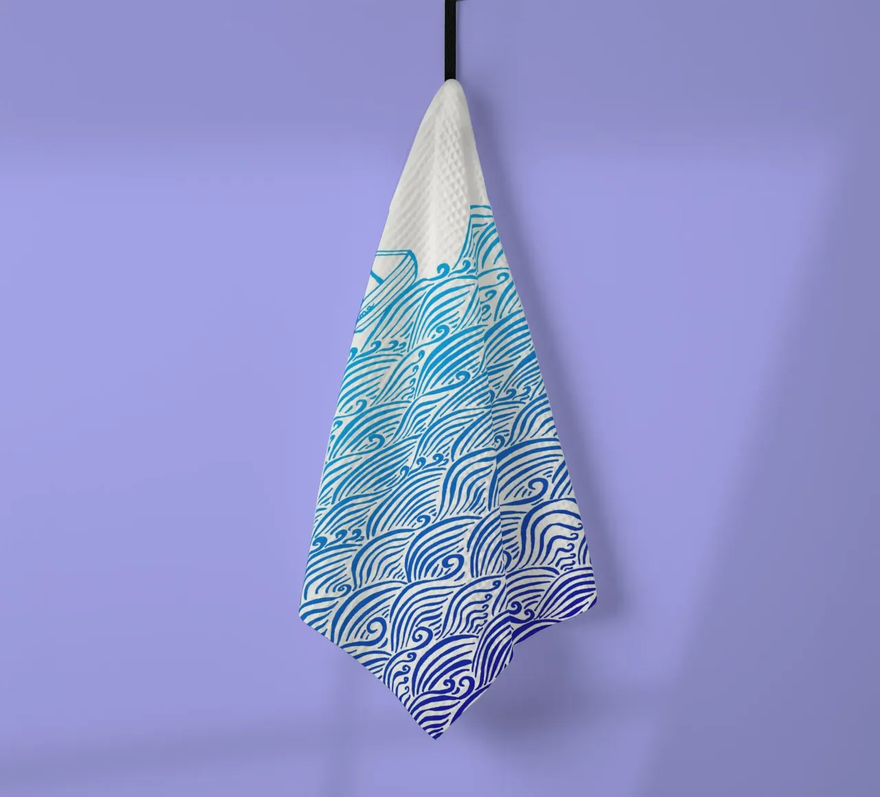 Una piccola barca in alto mare canovaccio da cucina da PaperLine Art