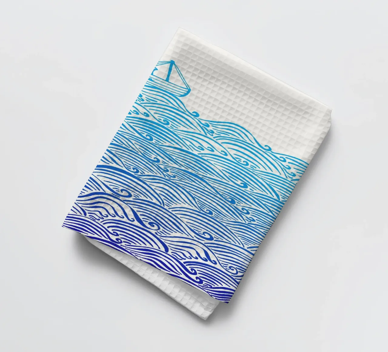 Una piccola barca in alto mare canovaccio da cucina da PaperLine Art