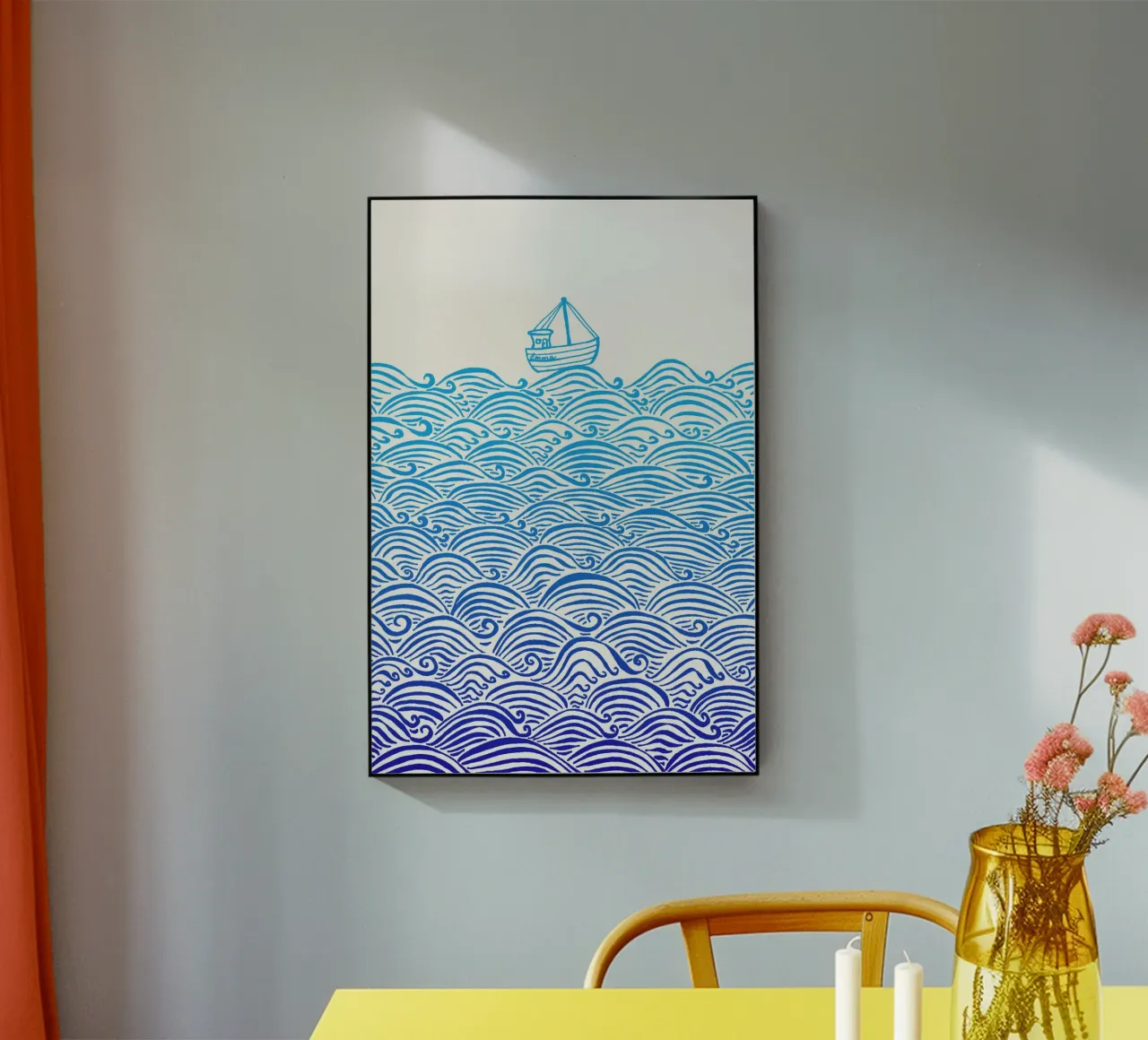 Una piccola barca in alto mare plexiglass da PaperLine Art