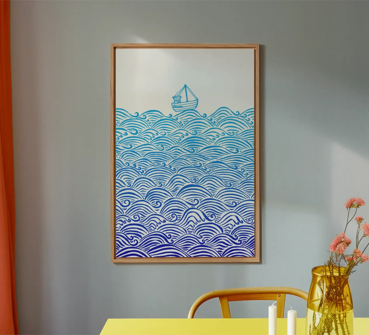 Una piccola barca in alto mare alluminio dibond da PaperLine Art