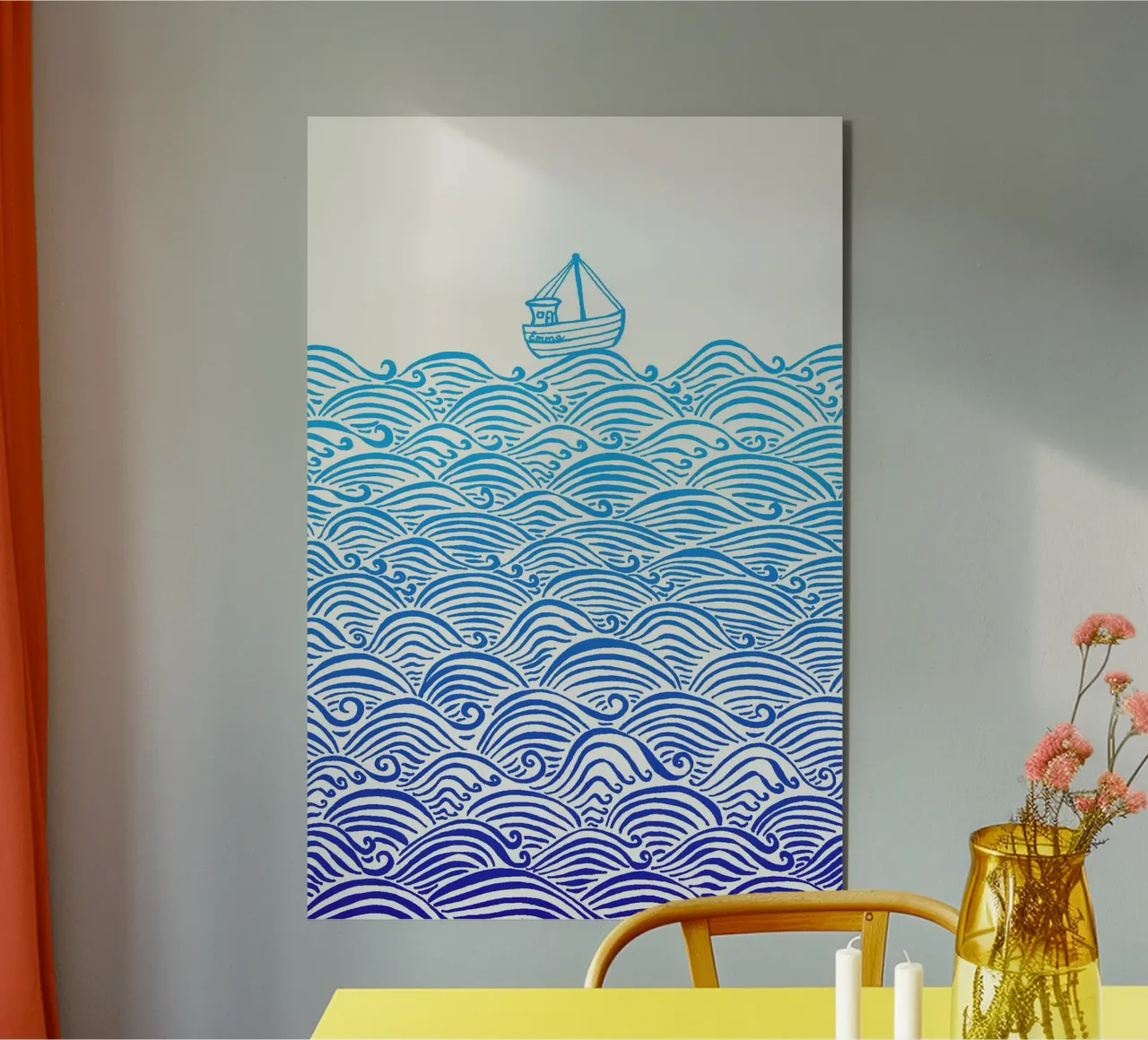Una piccola barca in alto mare alluminio dibond da PaperLine Art