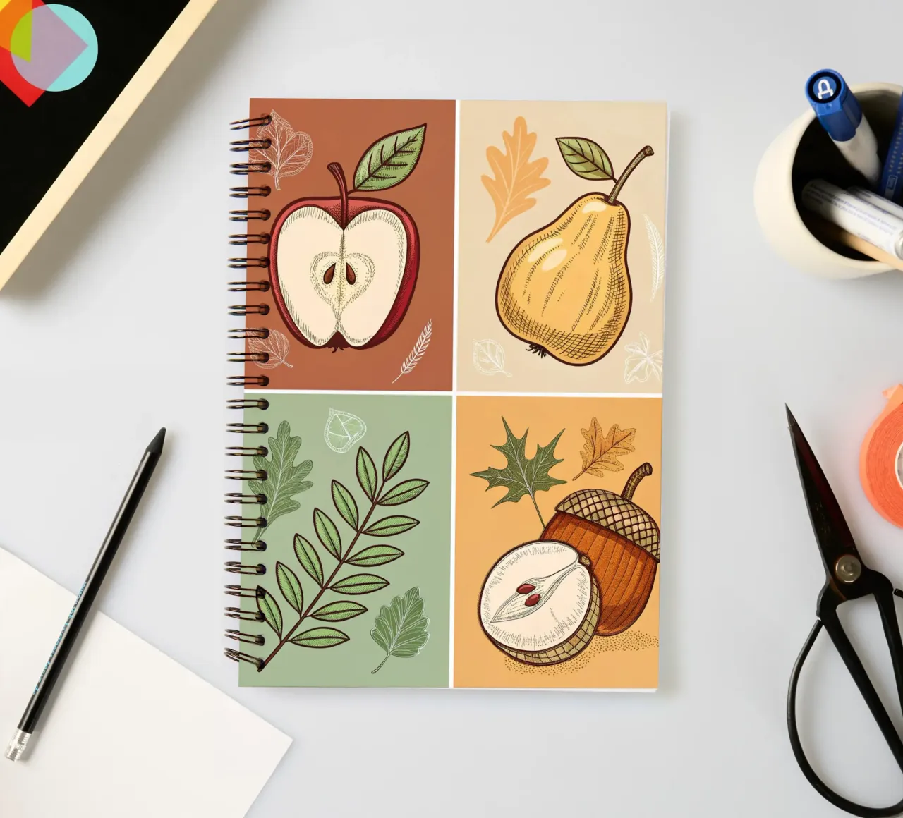 A Four-Part Autumnal Art Print spiral notebook by Artistic-shop