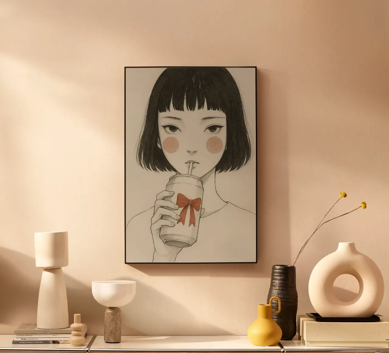 Quiet Sip acrylic glass by PurePeachStudio