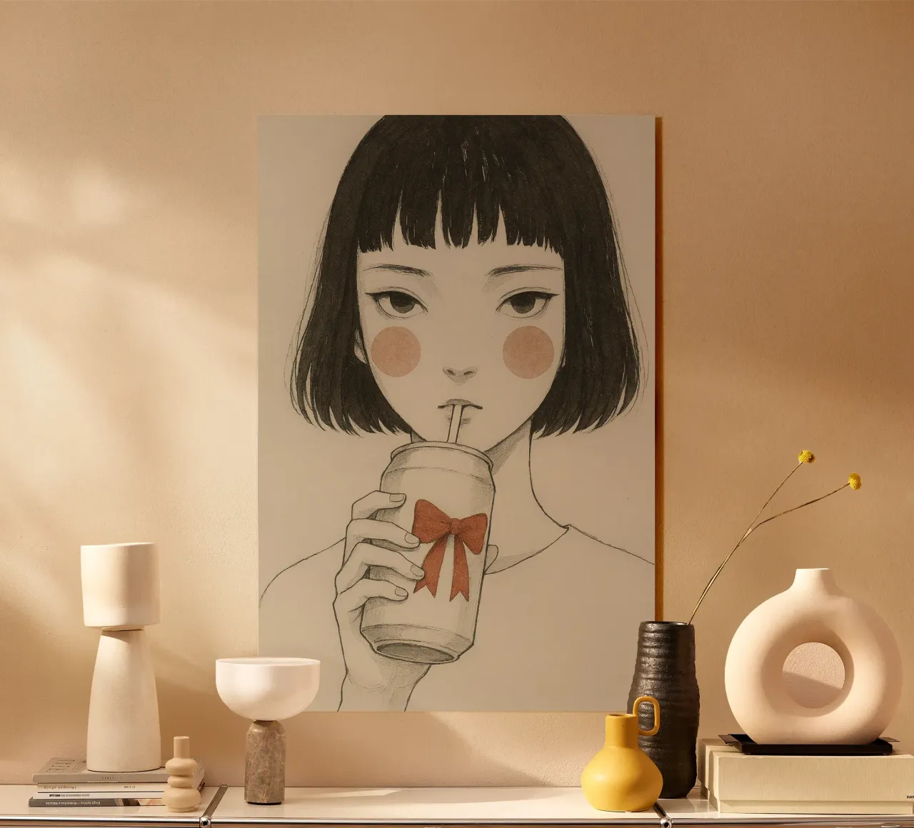 Quiet Sip acrylic glass by PurePeachStudio