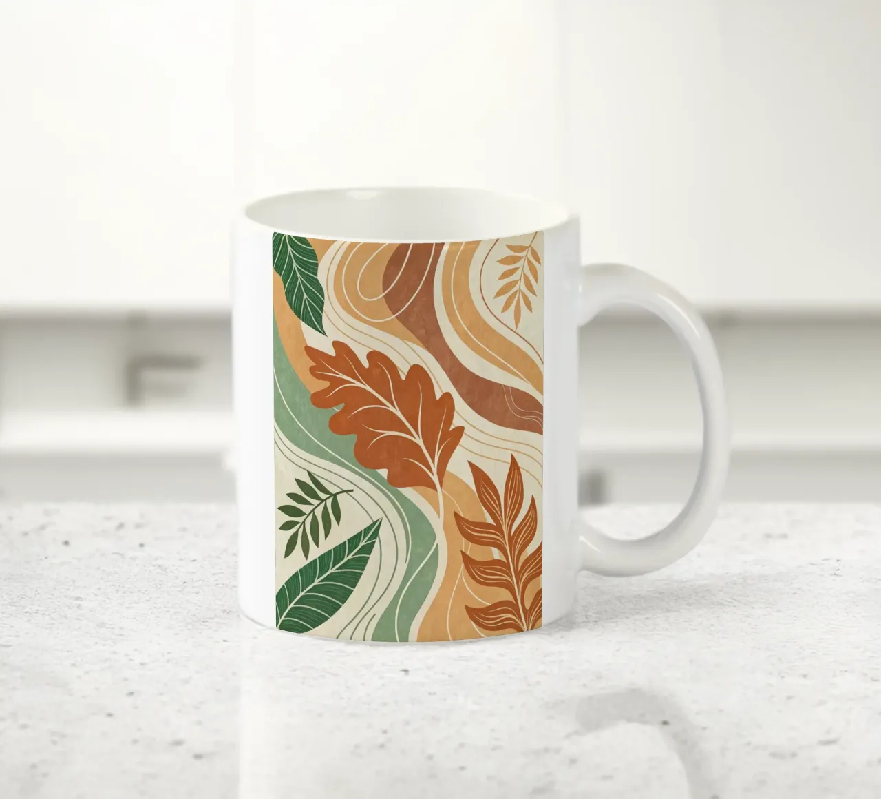Foglie botaniche astratte di terra tazza in ceramica da Artistic-shop