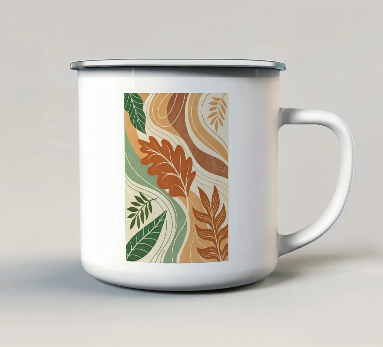 Foglie botaniche astratte di terra tazza in smalto da Artistic-shop
