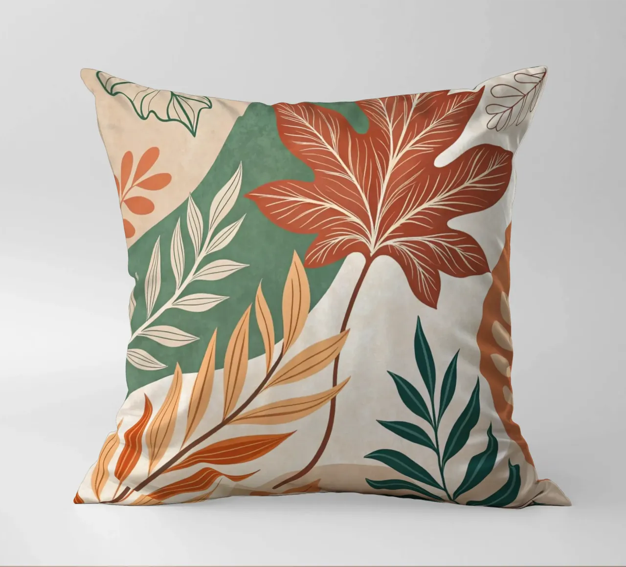L'abbraccio dell'autunno: Un viaggio botanico astratto cuscino da Artistic-shop