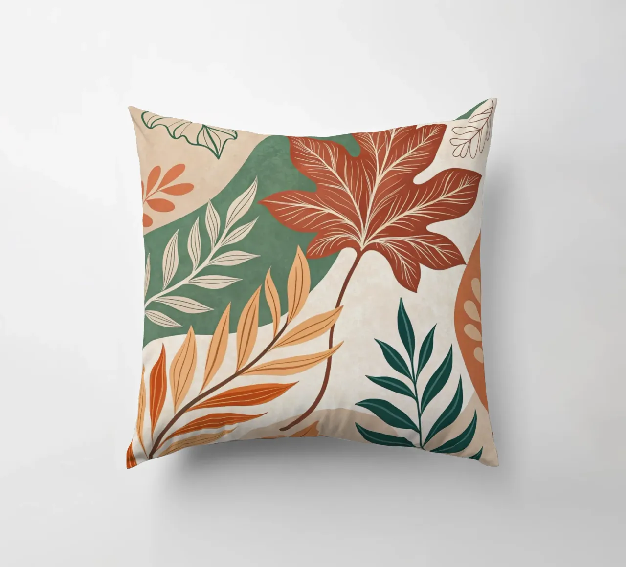 L'abbraccio dell'autunno: Un viaggio botanico astratto cuscino da Artistic-shop