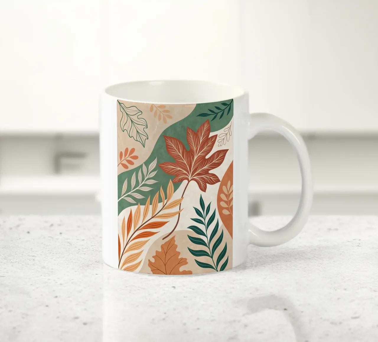 L'abbraccio dell'autunno: Un viaggio botanico astratto tazza in ceramica da Artistic-shop