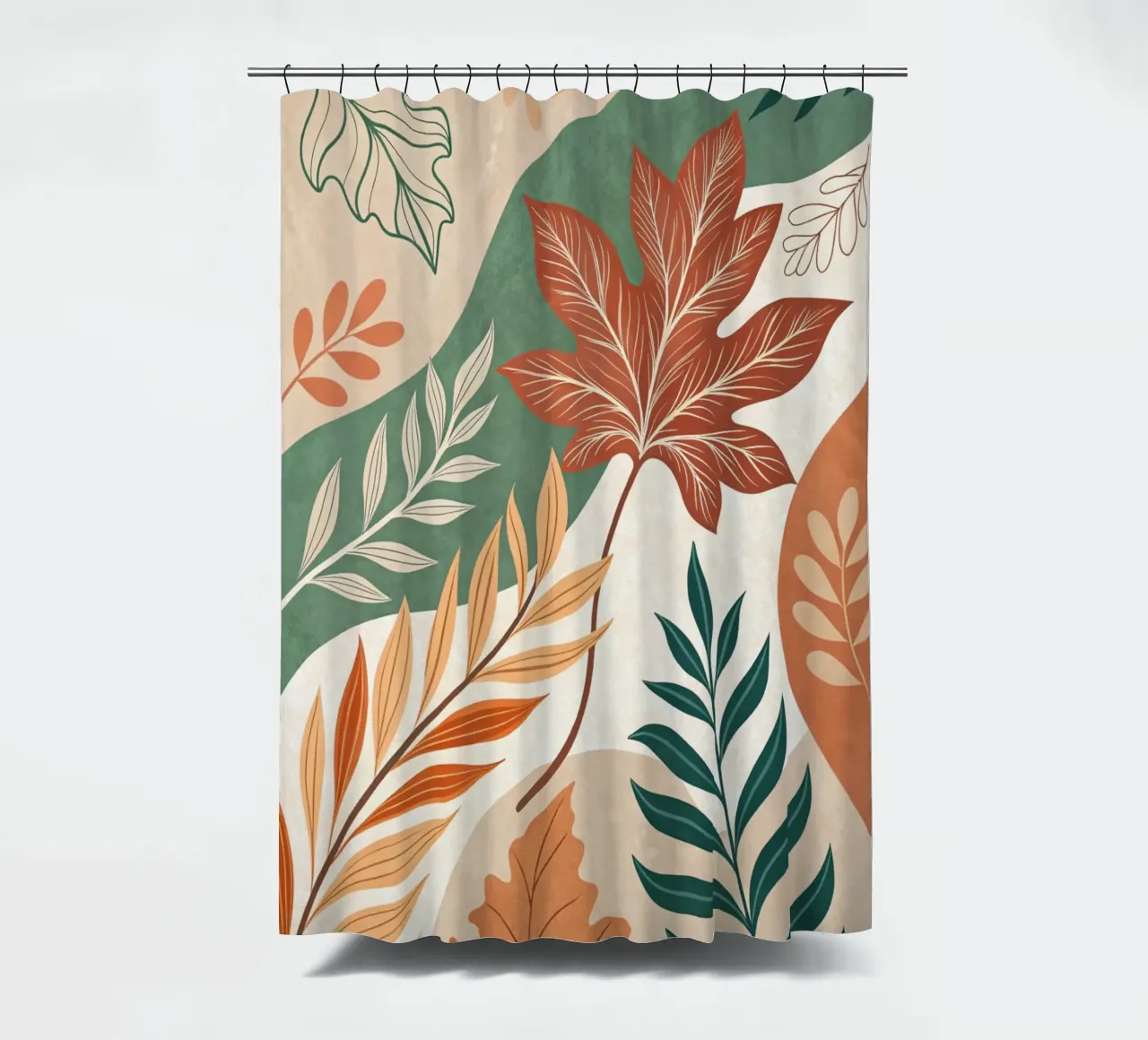L'abbraccio dell'autunno: Un viaggio botanico astratto tenda da doccia da Artistic-shop