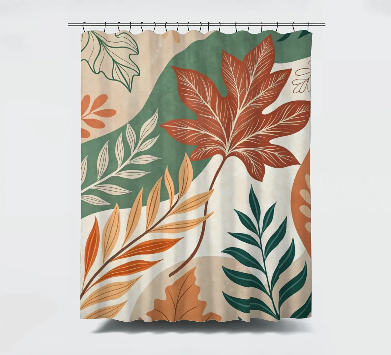 L'abbraccio dell'autunno: Un viaggio botanico astratto tenda da doccia da Artistic-shop