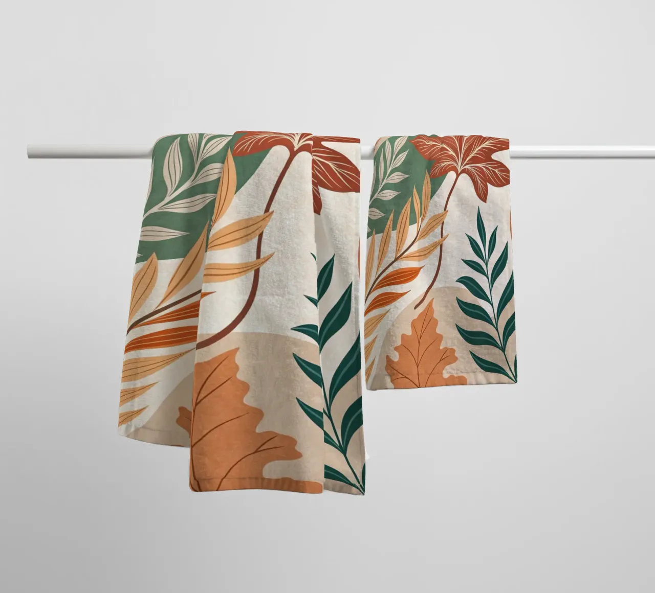 L'abbraccio dell'autunno: Un viaggio botanico astratto asciugamano da bagno da Artistic-shop