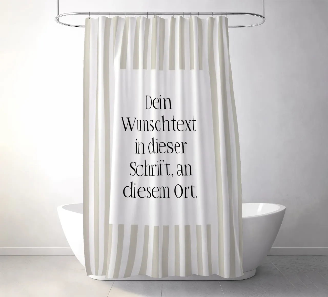 Wunschtext mit beigen Streifen douchegordijn van WORTSPIEL