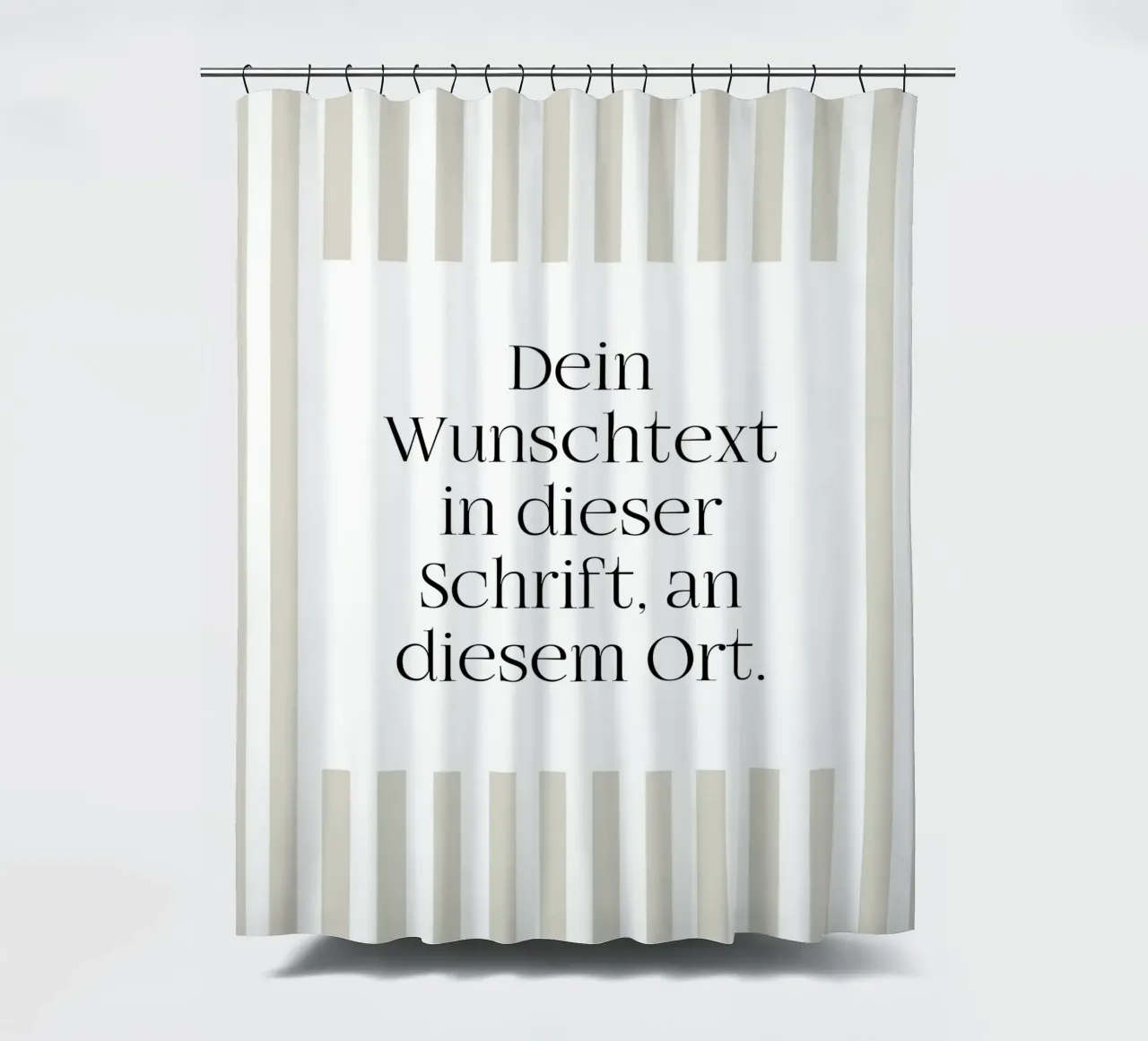 Wunschtext mit beigen Streifen douchegordijn van WORTSPIEL