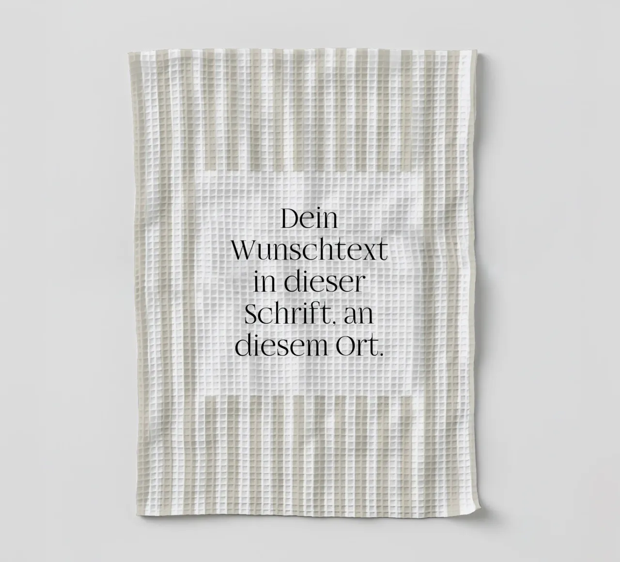 Wunschtext mit beigen Streifen canovaccio da cucina da WORTSPIEL