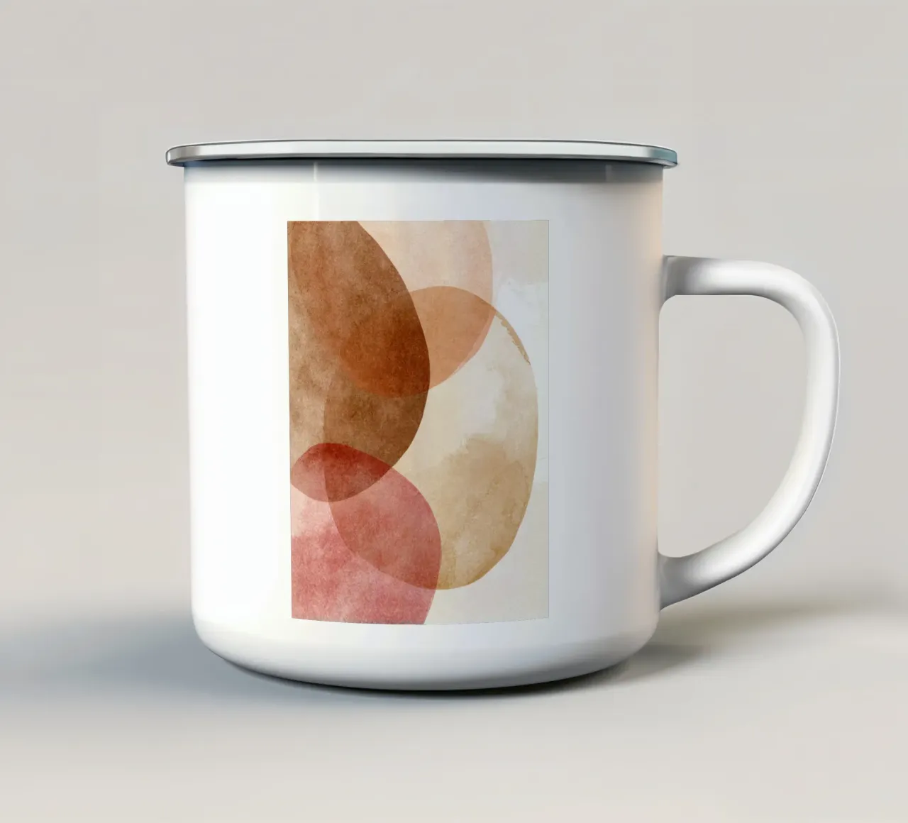 Cerchi astratti ad acquerello dai toni caldi tazza in smalto da Artbyvo
