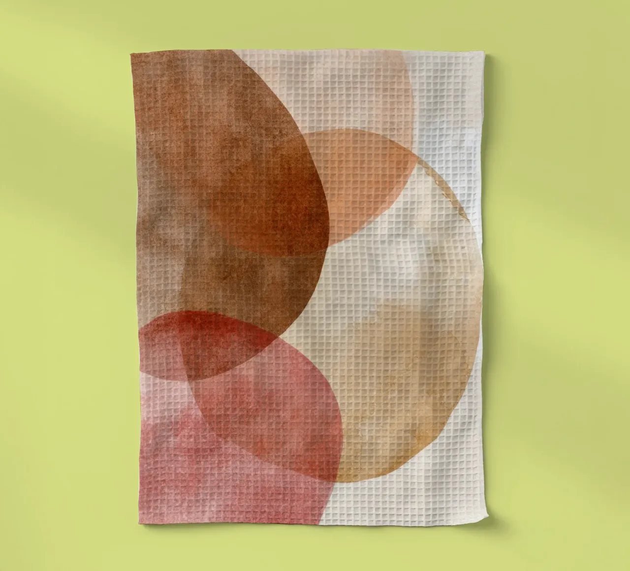 Cercles abstraits à l'aquarelle dans des tons chauds torchon de Artbyvo