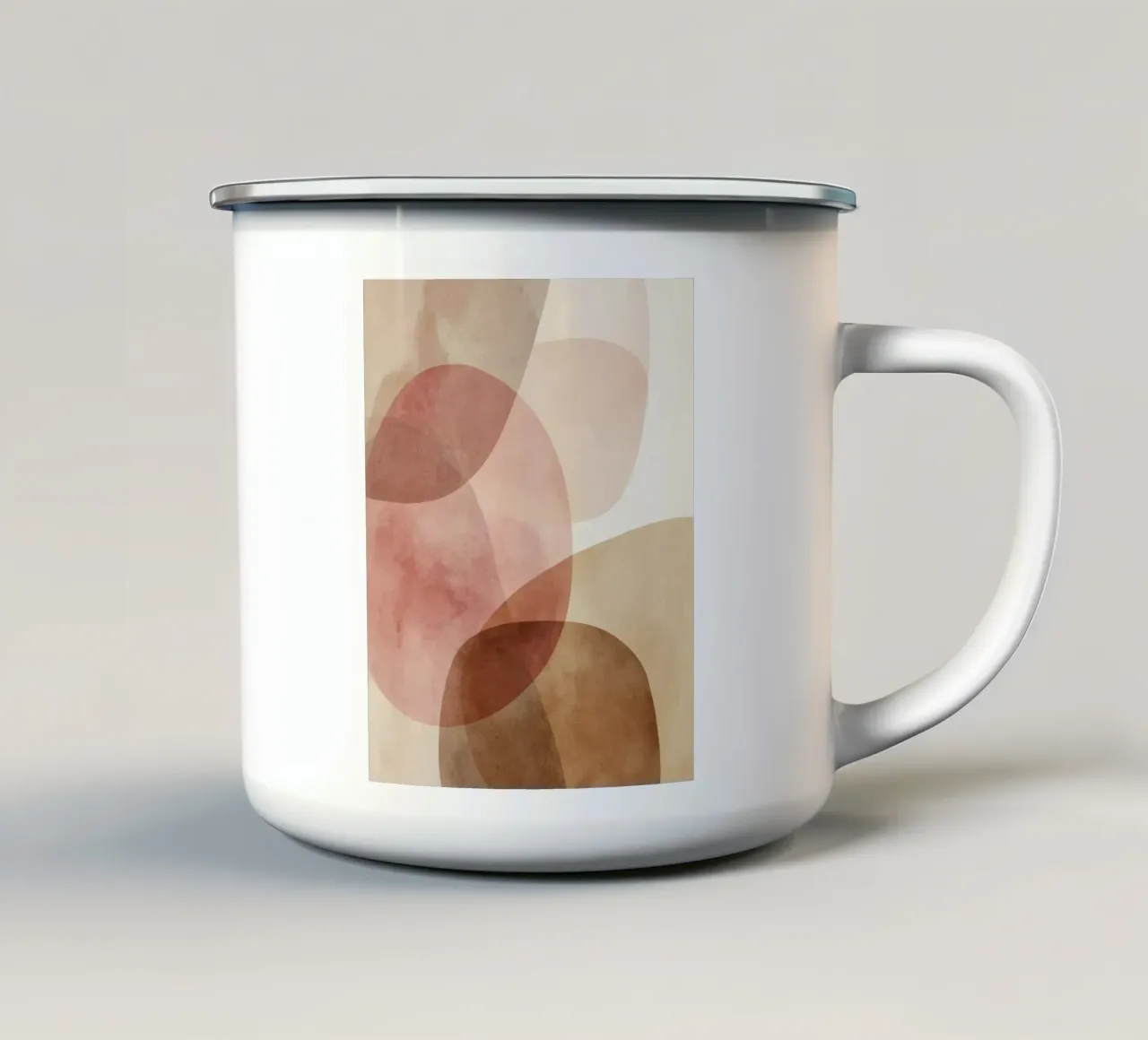 Warm watercolor abstract with soft overlapping circles enamel mug by Artbyvo