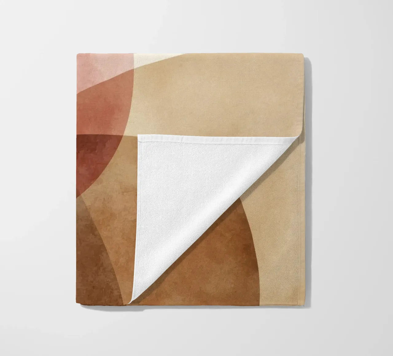 Warm watercolor abstract with soft overlapping circles beach towel by Artbyvo