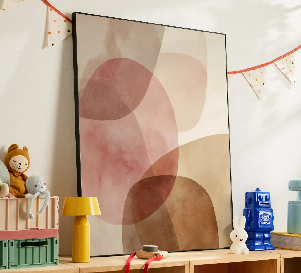 Warm watercolor abstract with soft overlapping circles alu-dibond by Artbyvo
