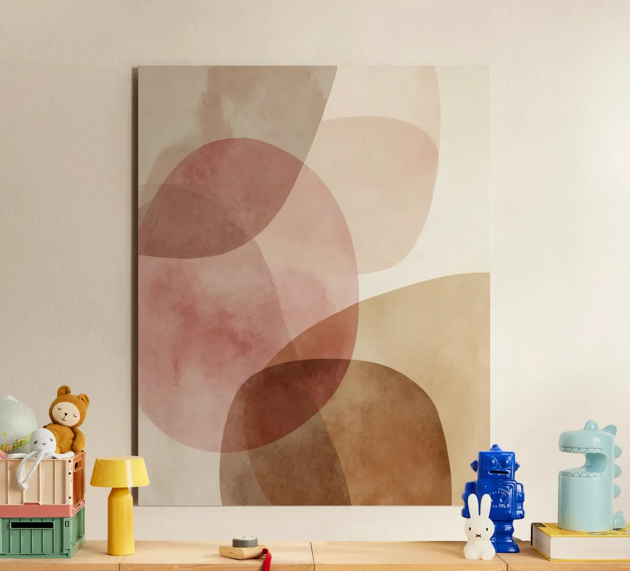 Warm watercolor abstract with soft overlapping circles alu-dibond by Artbyvo