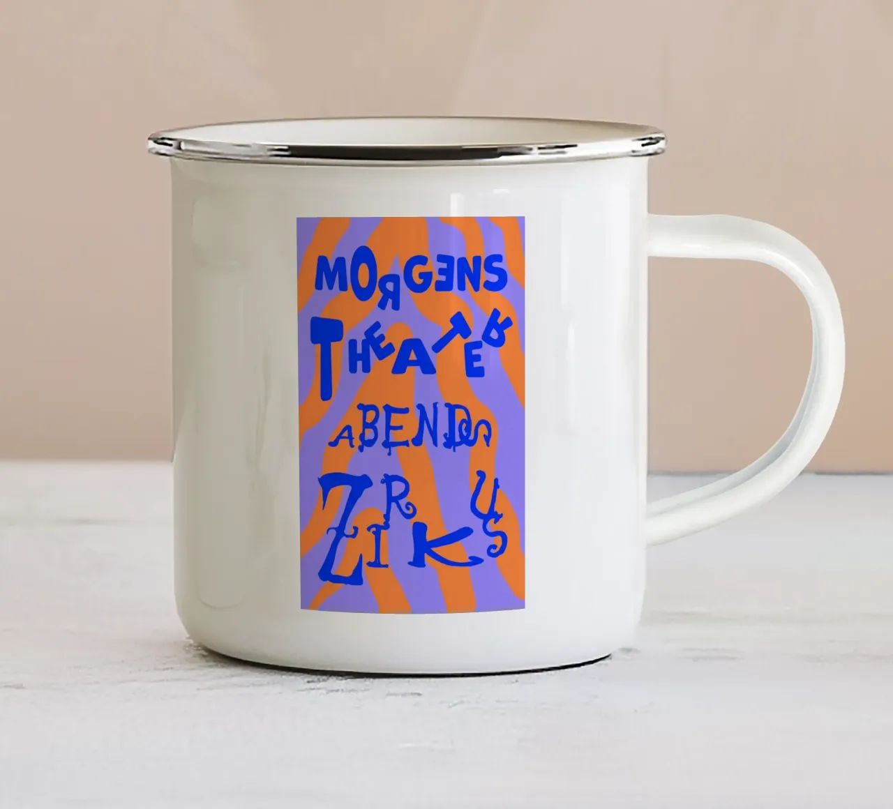 morgens Theater abends Zirkus (in 7 Farbvarianten) tazza in smalto da FRICKE DESIGN