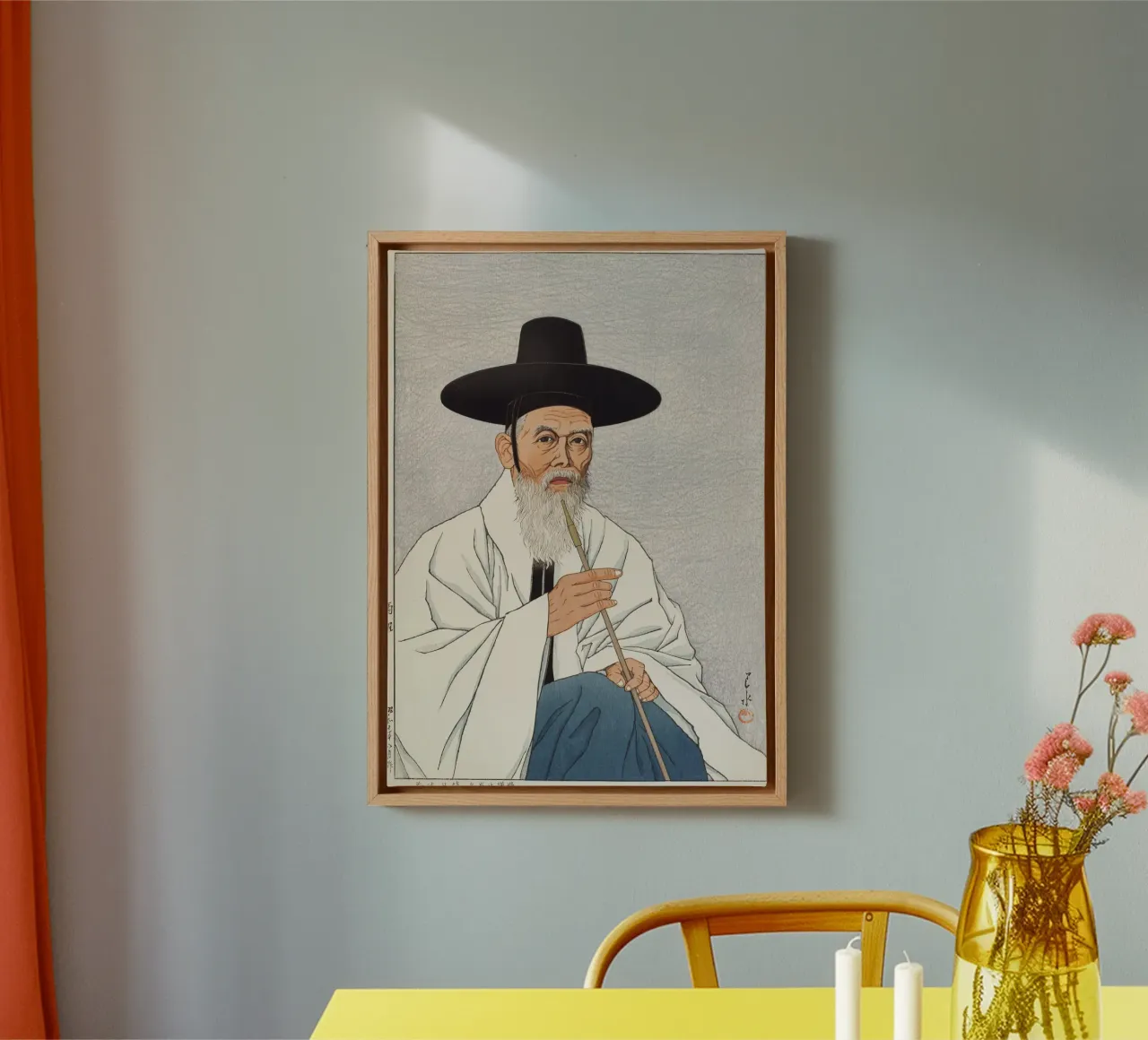 Ritratto di anziano coreano con pipa tela da dawnthesea