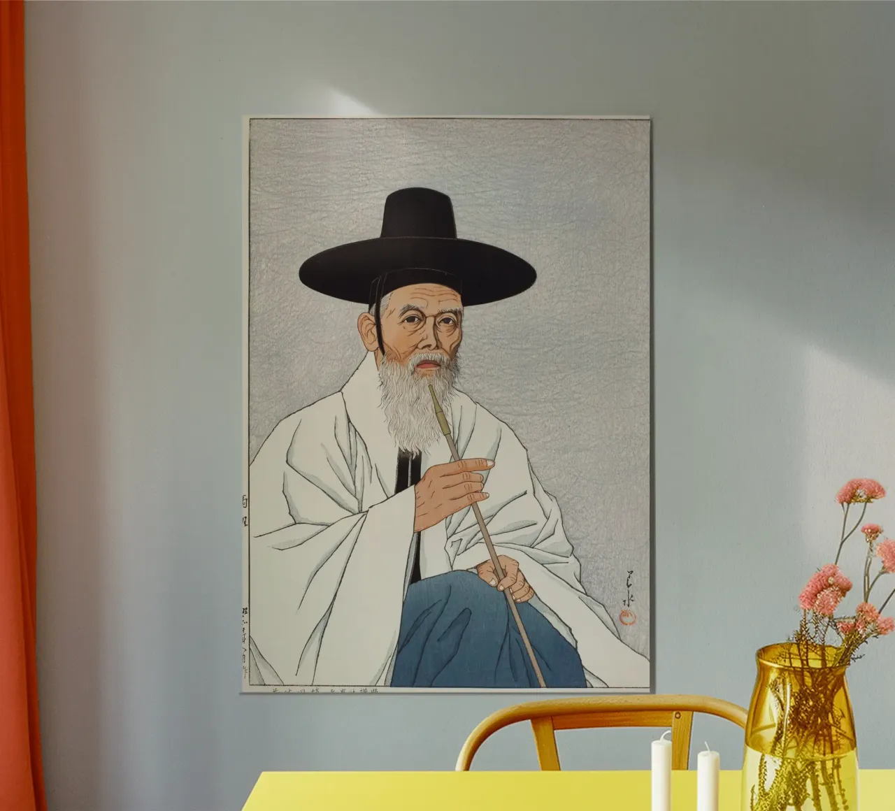 Ritratto di anziano coreano con pipa poster da dawnthesea