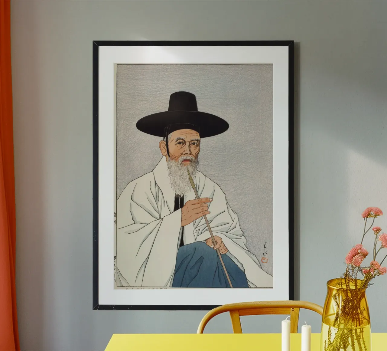 Ritratto di anziano coreano con pipa poster da dawnthesea