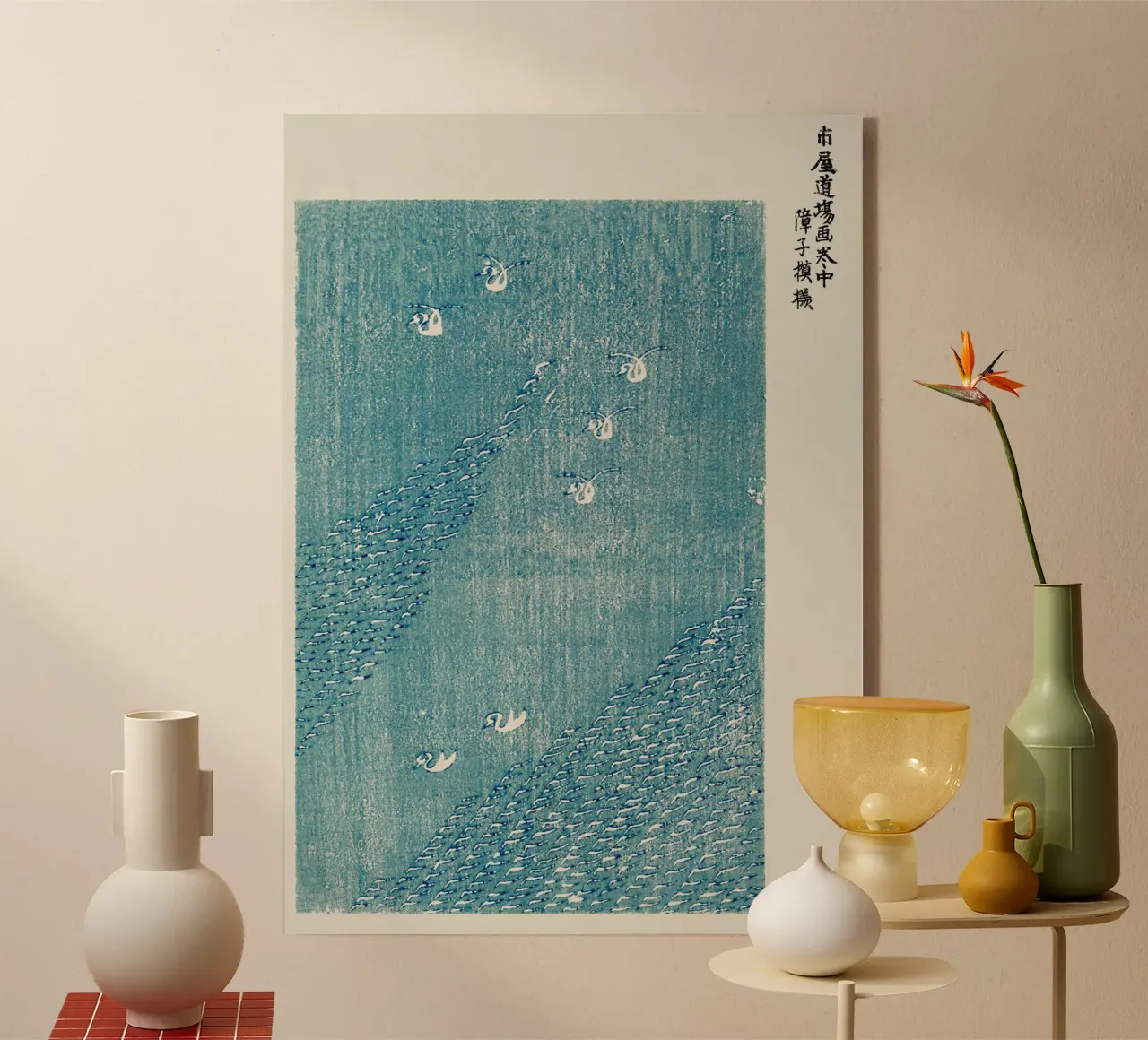 Cisnes en un mar azul con textura metacrilato de dawnthesea