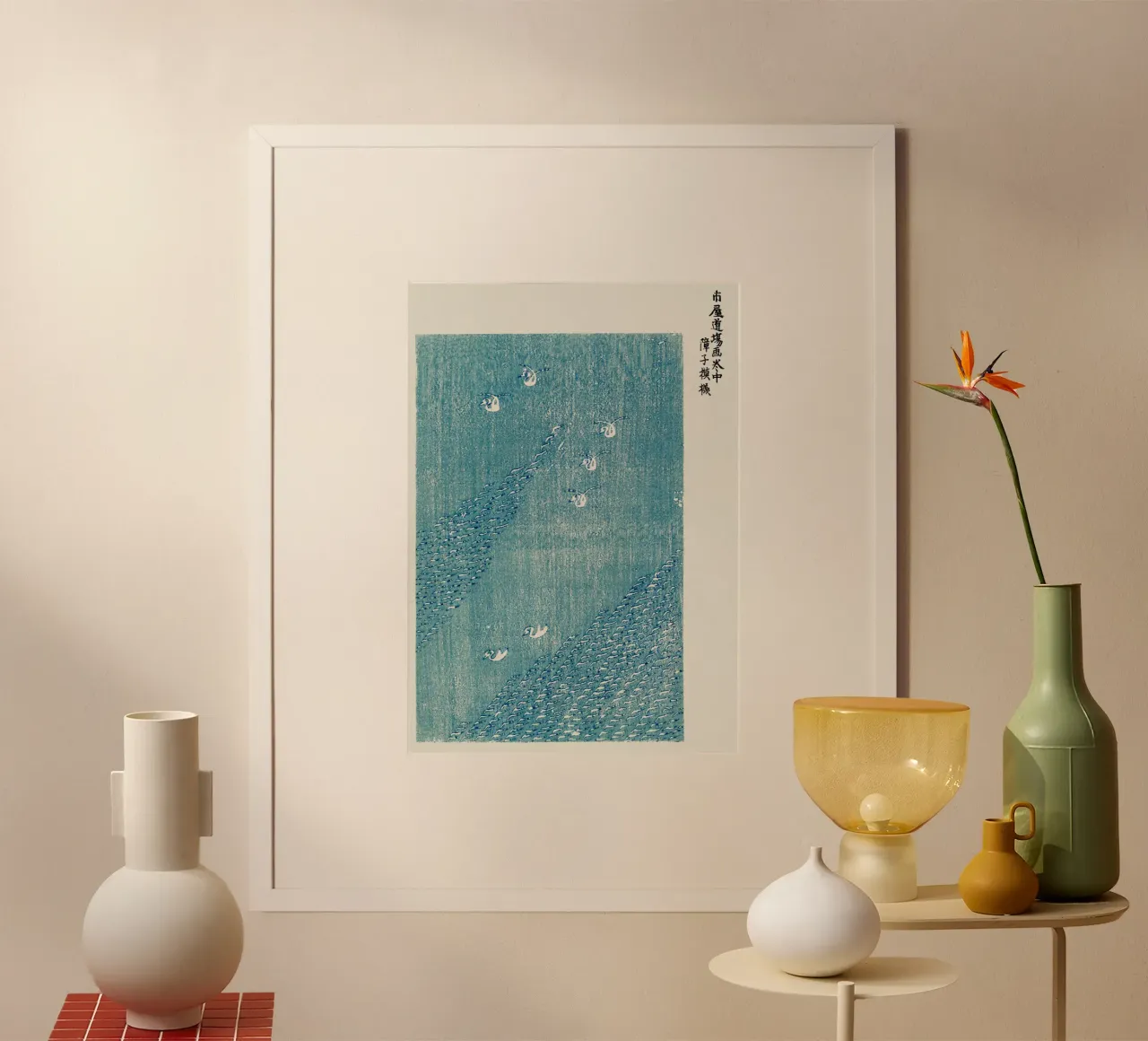 Cisnes en un mar azul con textura hahnemühle de dawnthesea
