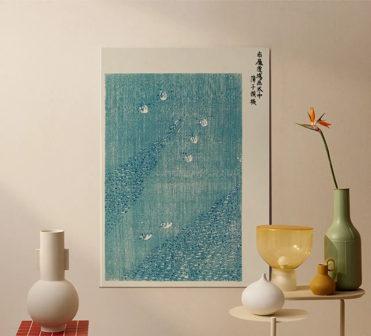 Cisnes en un mar azul con textura hahnemühle de dawnthesea