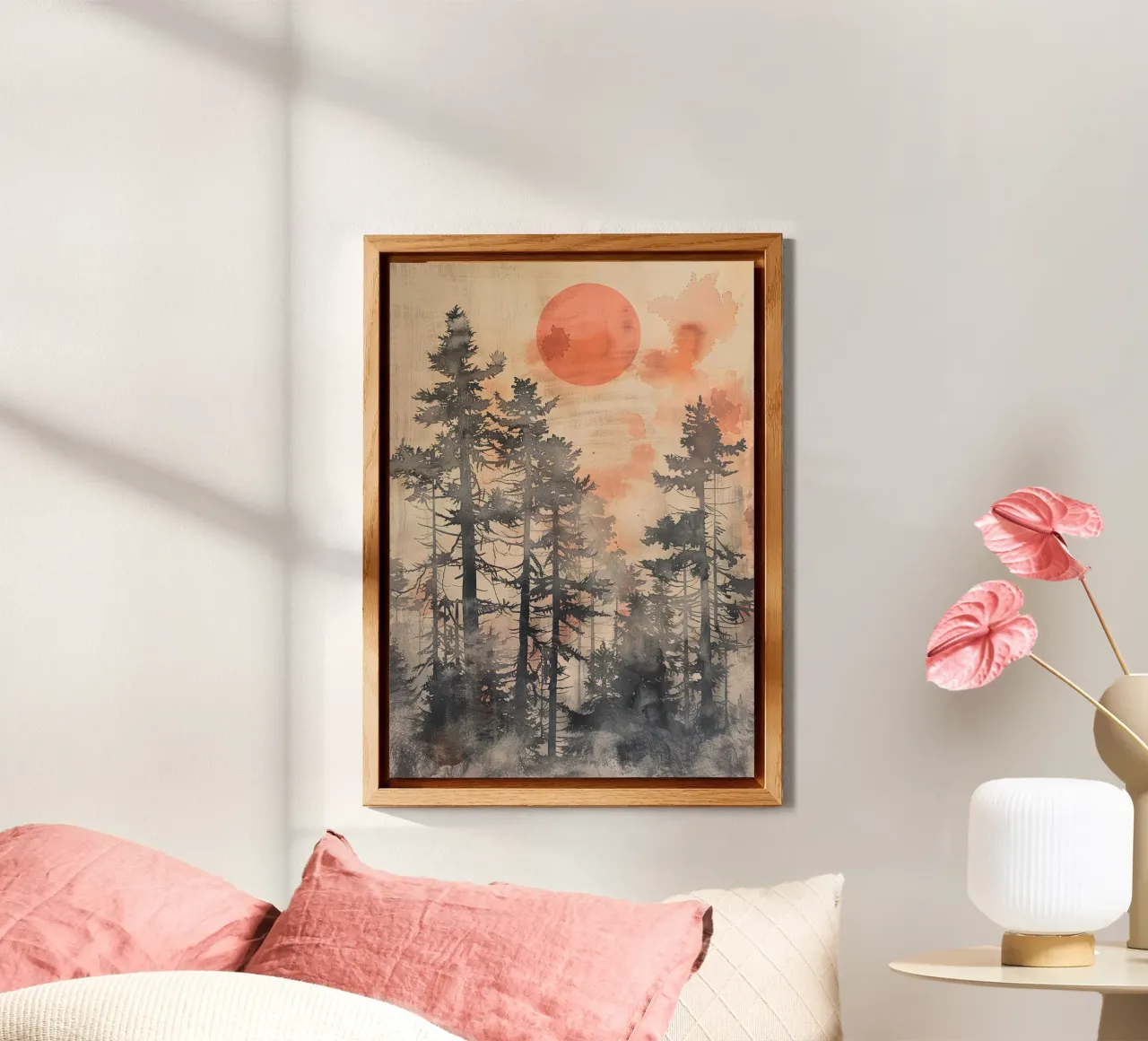 Foresta e sole con macchie astratte alluminio dibond da dawnthesea