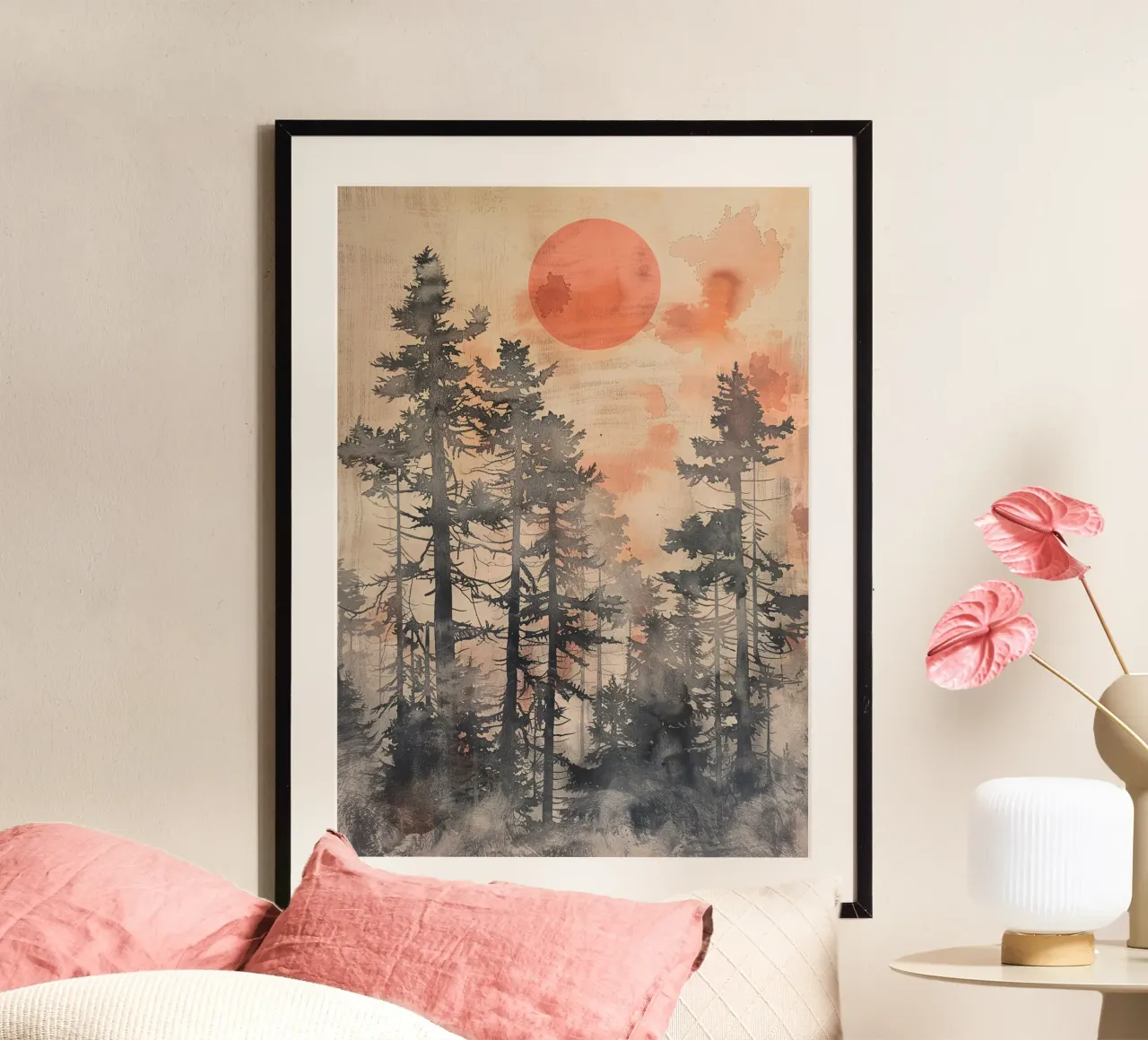 Foresta e sole con macchie astratte carta hahnemühle da dawnthesea