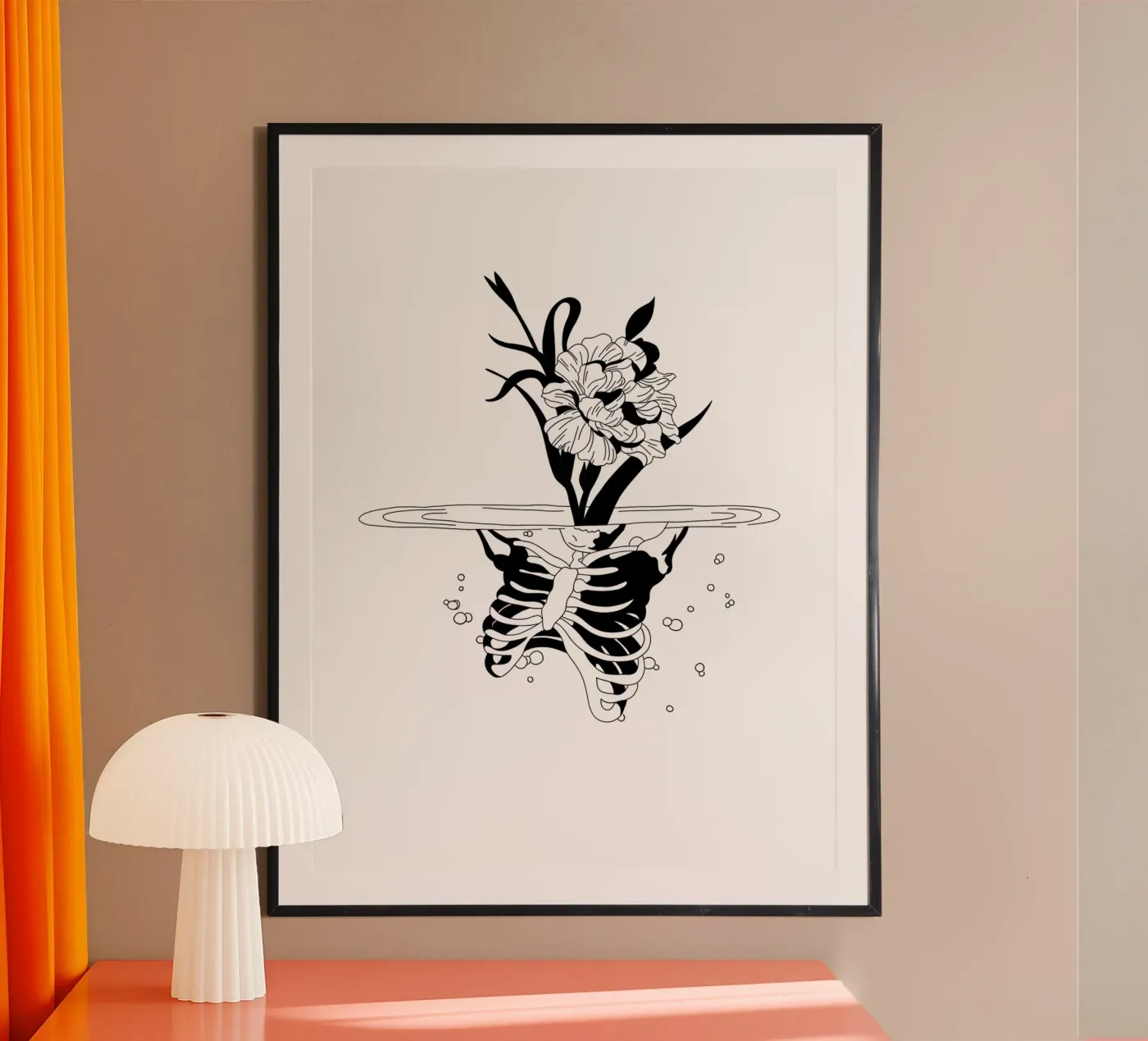 Flowerskull poster van byh.illustration