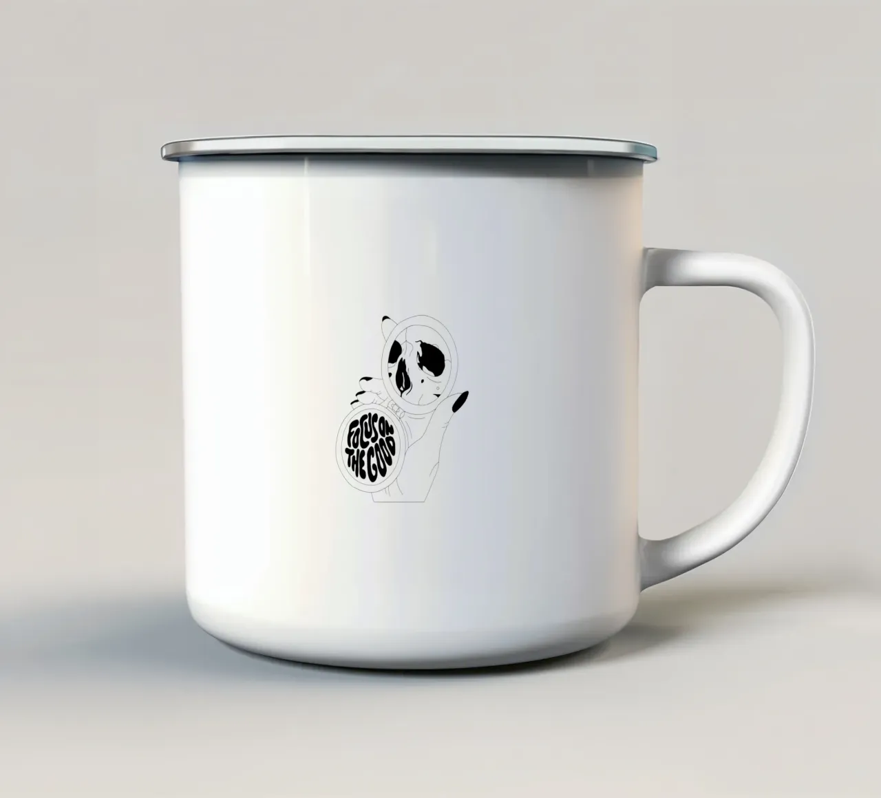 Focus On The Good tazza in smalto da byh.illustration