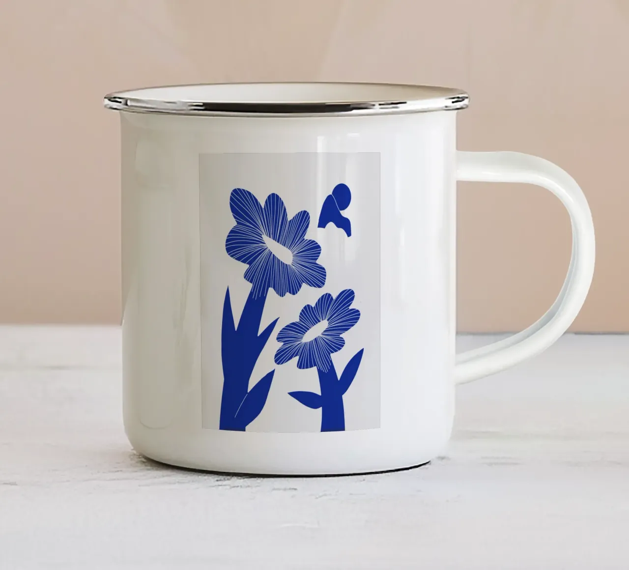 Cina fiori blu 02 tazza in smalto da Little Dean