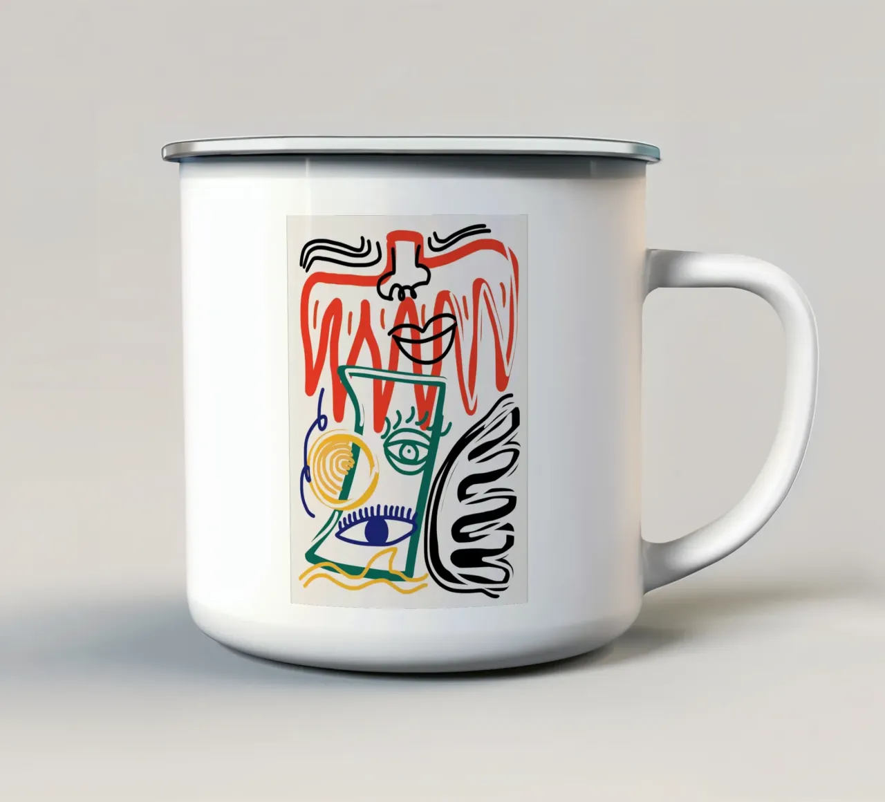 Line art massimalista 07 tazza in smalto da Little Dean