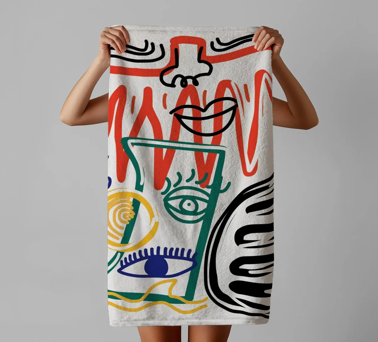 Maximalist line art 07 towel by Little Dean