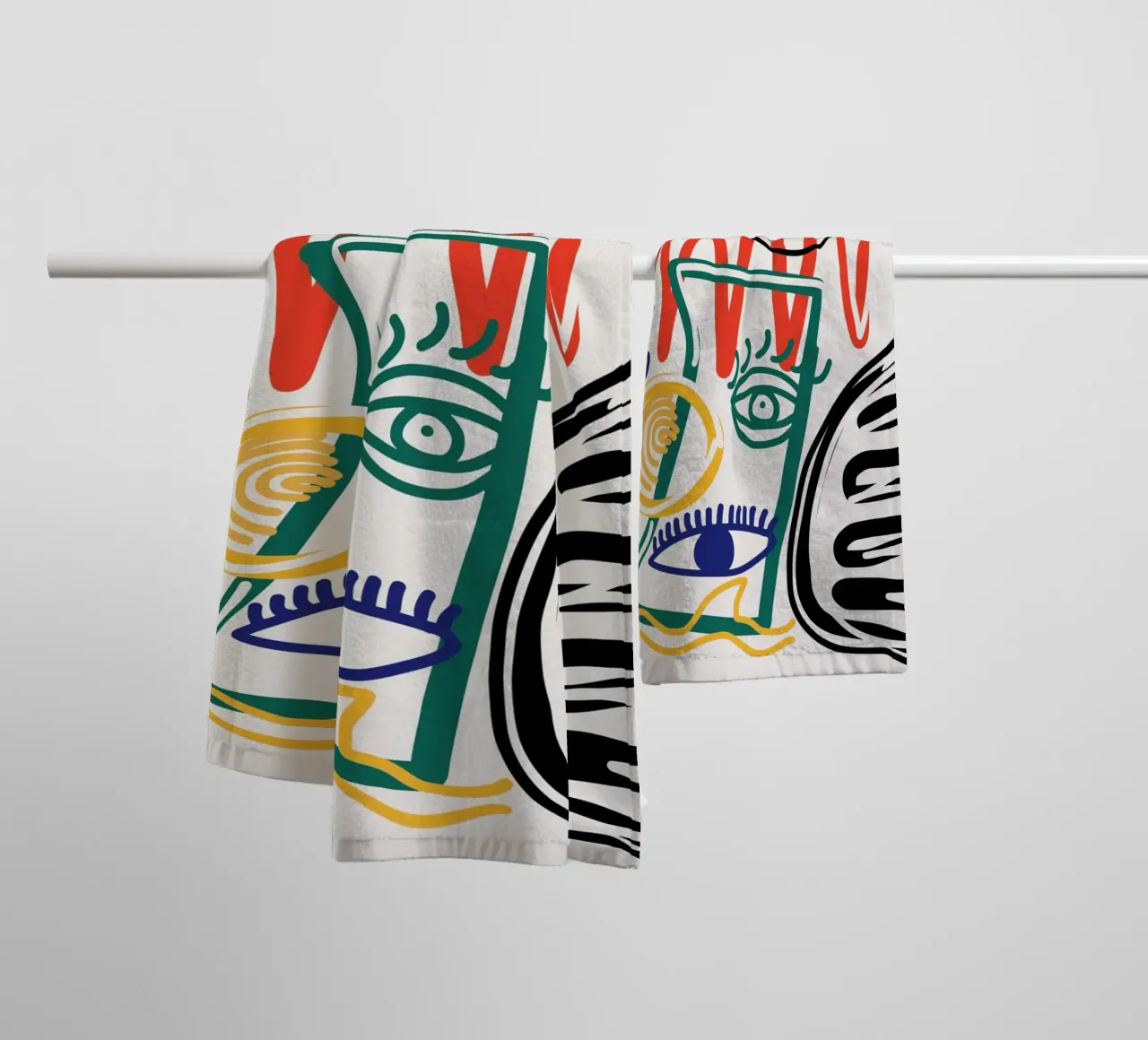 Maximalist line art 07 towel by Little Dean