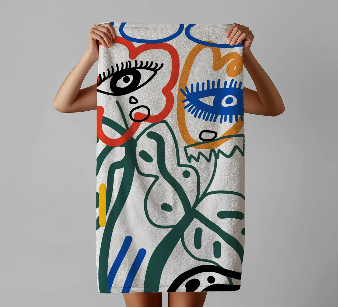 Maximalist line art 08 towel by Little Dean